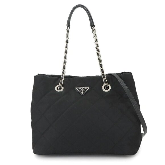 PRADA 2way Tote Shoulder Bag Nylon Saffiano Leather Nero Black - Picture 1 of 10